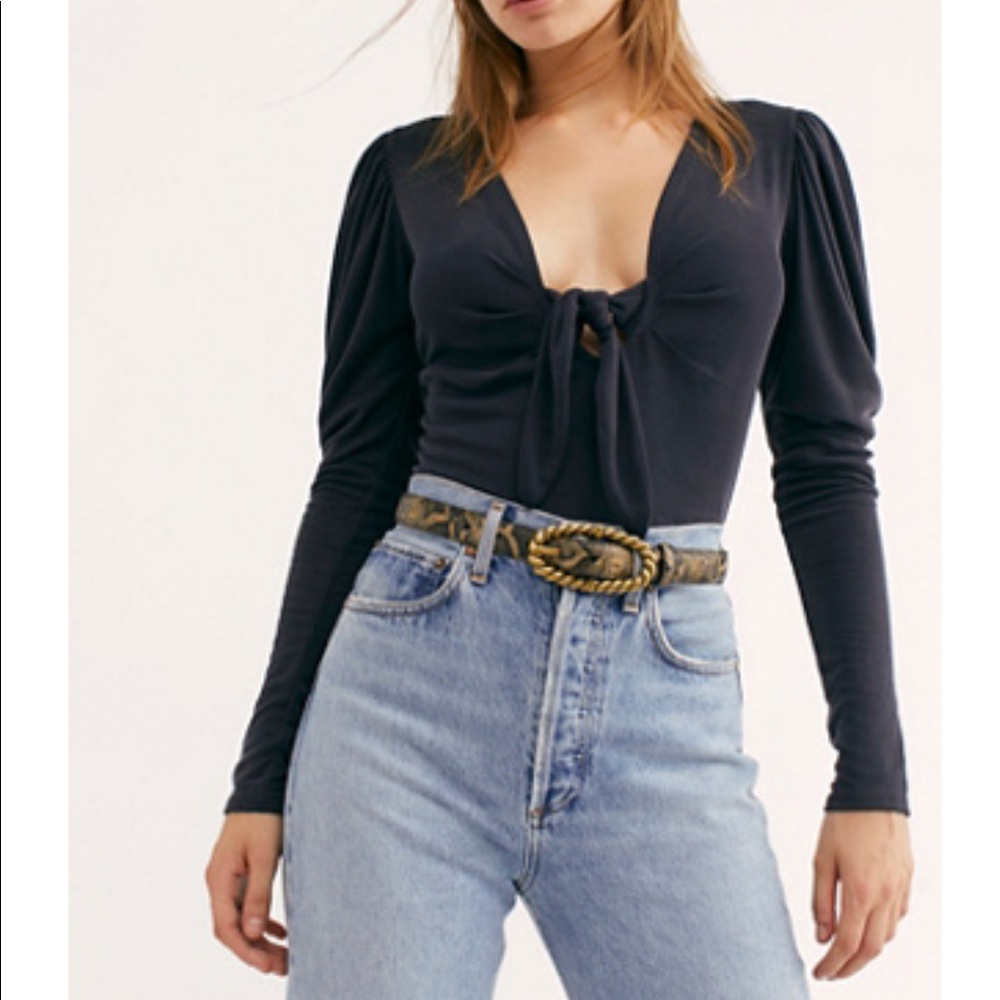 Free people long sleeve tie top